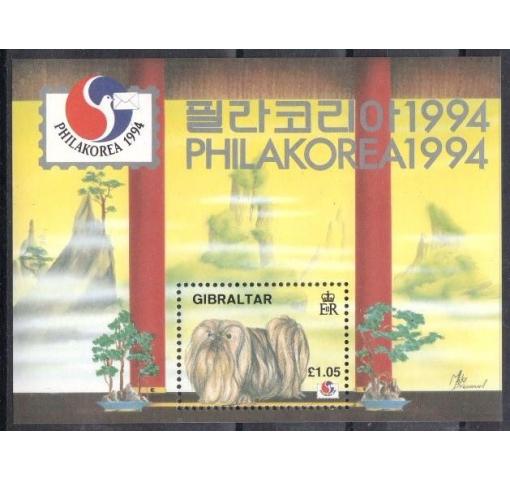GIBRALTAR, Int. Stamp Exhibition PHILAKOREA/Dog M/S 1994