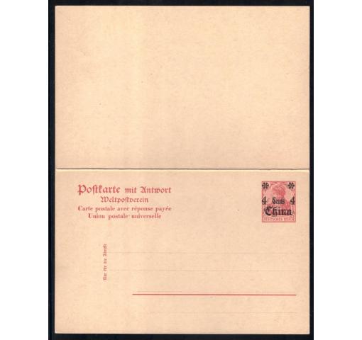GERMANY, Post Office in China, 4C/10Pfg..+4C/10Pfg.. Surcharge on Germania Double-card 1905 **