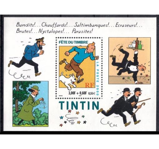 FRANCE, Philately Day/Tintin Cartoon M/S 2000 **