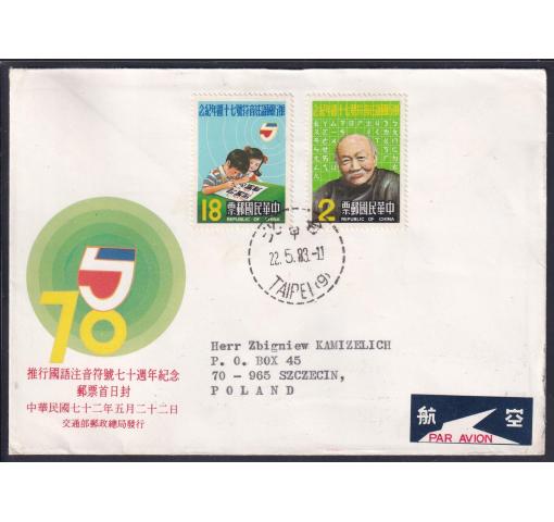 TAIWAN, 70th Anniversary of Phonetic Mandarin Symbols 1983 FDC