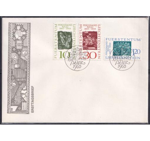 LIECHTENSTEIN, 100th Birthday of Painter Ferdinand Nigg 1965 FDC
