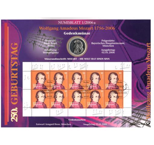 GERMANY, 250th Birthday of W.A. Mozart 2006