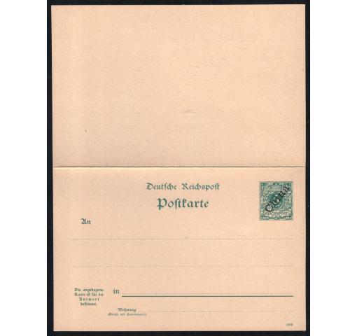 GERMANY, Post Office in China, 5Pfg.+5Pfg. Crown Postal Stationery Double-card 1899 **