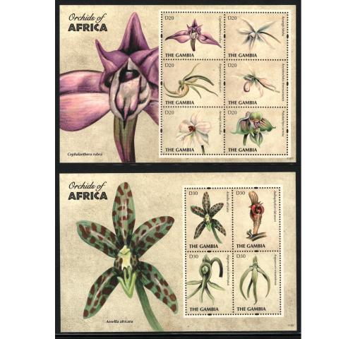 GAMBIA, Orchids of Africa x2 M/S 2011 **