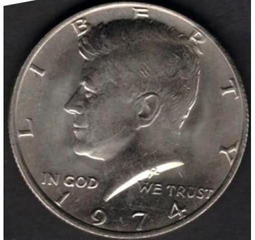 USA, 1/2$ J.F. Kennedy 1974