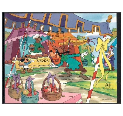 SIERRA LEONE, Walt Disney, Stamp Exhibition STOCKHOLMIA M/S 1986 **