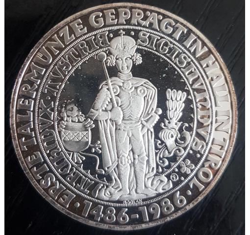 AUSTRIA, 500th Anniversary of First Taler Coin printed in Hall (Tyrol) 1986 (K)