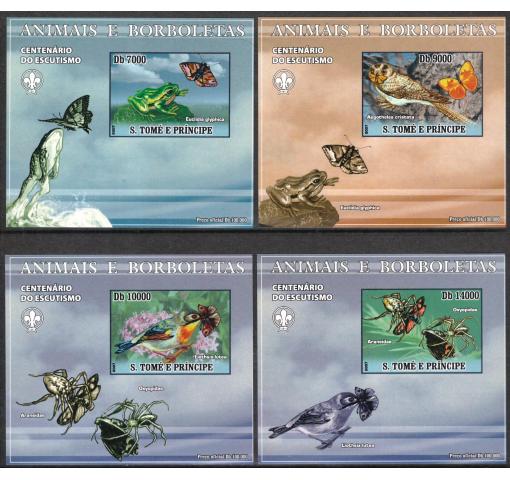 SAO TOMÉ & PRINCIPE, Animals and Butterflies imperforated M/S (4) 2007 **