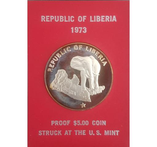 LIBERIA, Elephant on Map 1973 (K)
