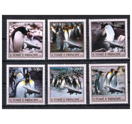 SAO TOMÉ & PRINCIPE, Penguins with Overprint for Aviation 2003 **