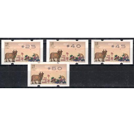 MACAU, 2.5P.-6P. Year of the Ox Electronic Label Stamps (ATM) 2021 **
