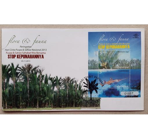 INDONESIA, Flora+Fauna M/S 2013 FDC