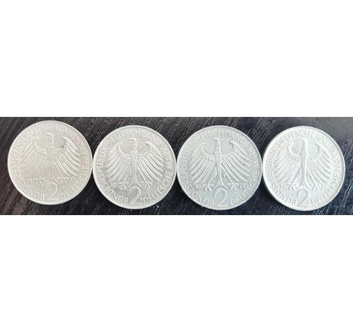 GERMANY, 2DM Max Planck Circulation Coins 1971 (K)