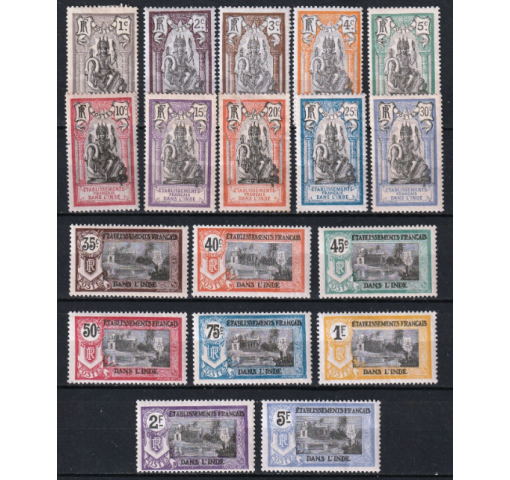 FRENCH INDIA, Brahma and Temple Definitives 1914 *